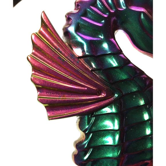 Seahorse Wall Decor Metallic Color Shift Coastal Art - Picture 6 of 10